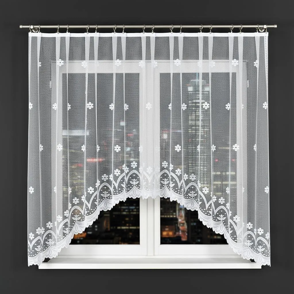 Rideau court pour grande fenêtre blanc 330x160 cm habillage arcade