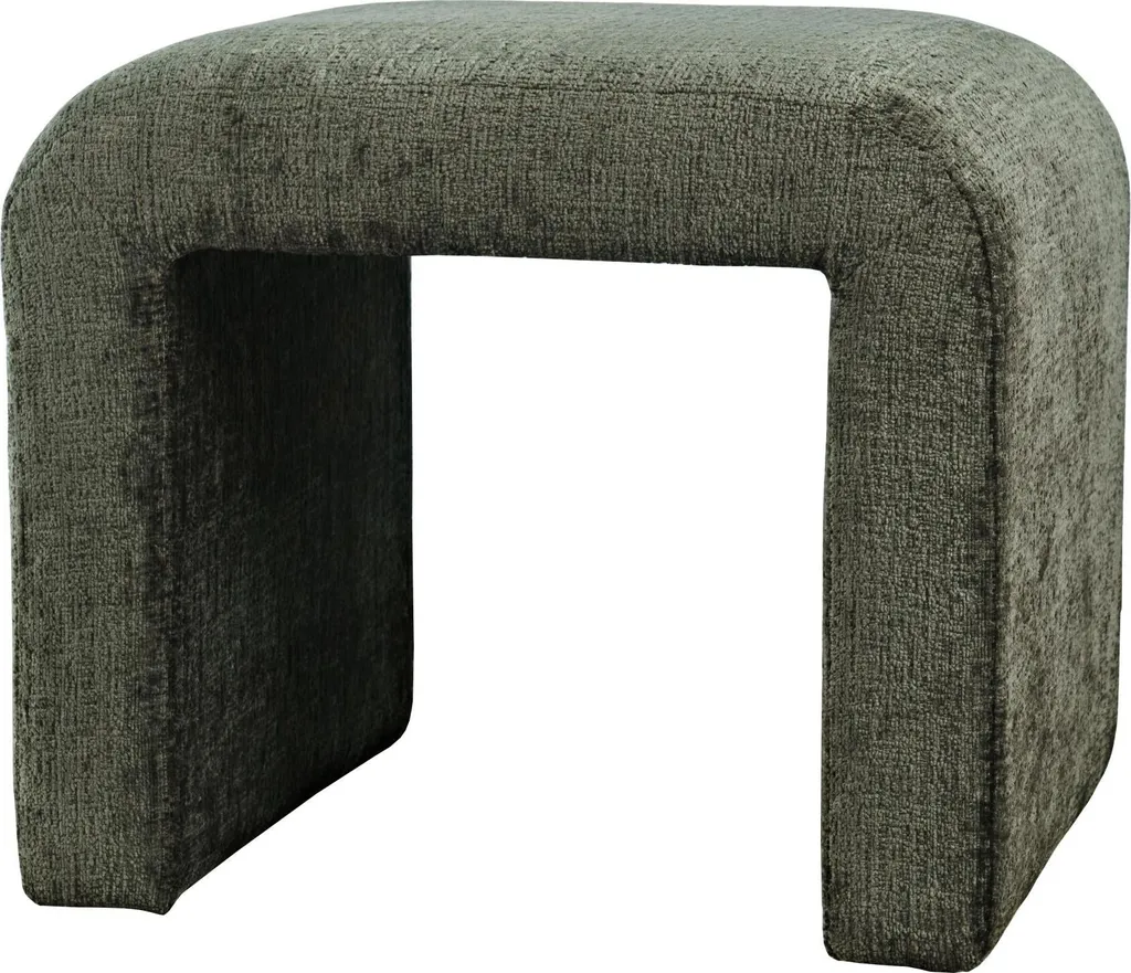 Banc d'appoint Vert Olive 54cm - Tabouret Bas Rembourré Design Leith