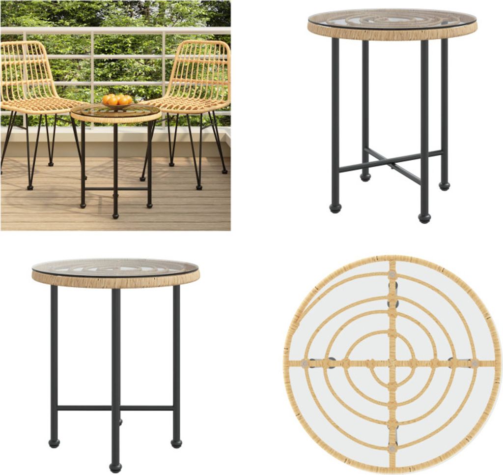 vidaXL Esstisch Ø50 cm Hartglas und Stahl - Esstisch - Esstische - Tisch - Gartentisch