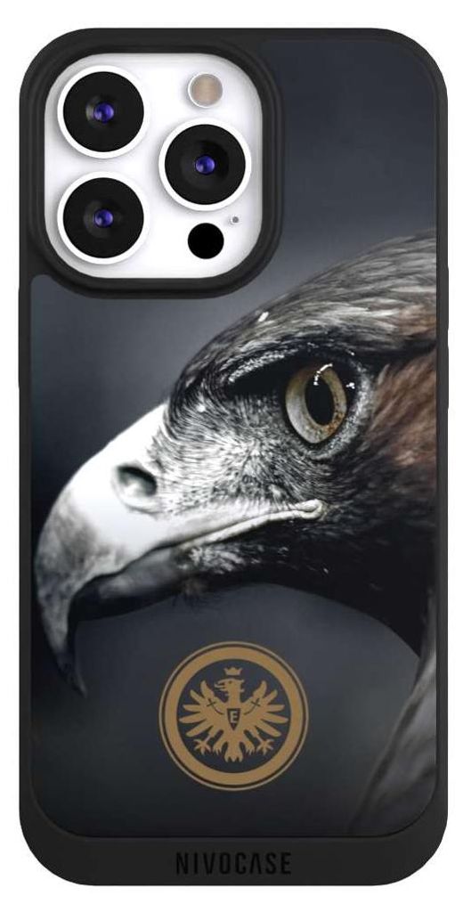 NIVOCASE Handyhülle für Apple iPhone 13 Pro Hülle NIVOpure Case Schwarz Adler Eintracht Frankfurt Offizielles Lizenzprodukt