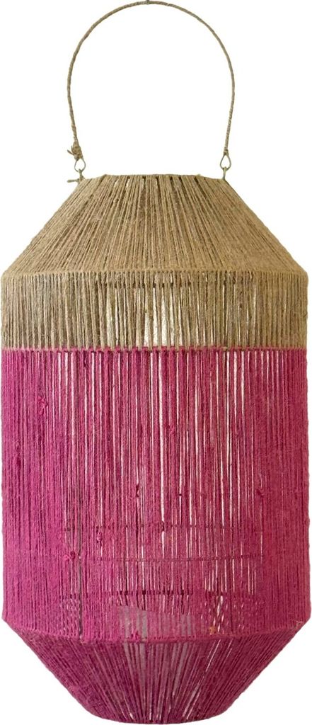 Van der Leeden Laterne PINK Jute Natur/Fuchsia | Ø 34cm H Produktbild 