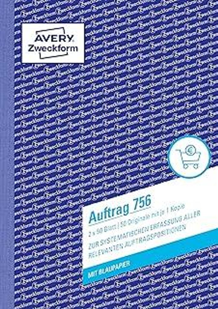 AVERY Zweckform 756 Auftrag (A5, 2x50 Blatt, mit einem Blatt Blaupapier und einem Durchschlag, zur systematischen Erfassung aller relevanten Auftra...
