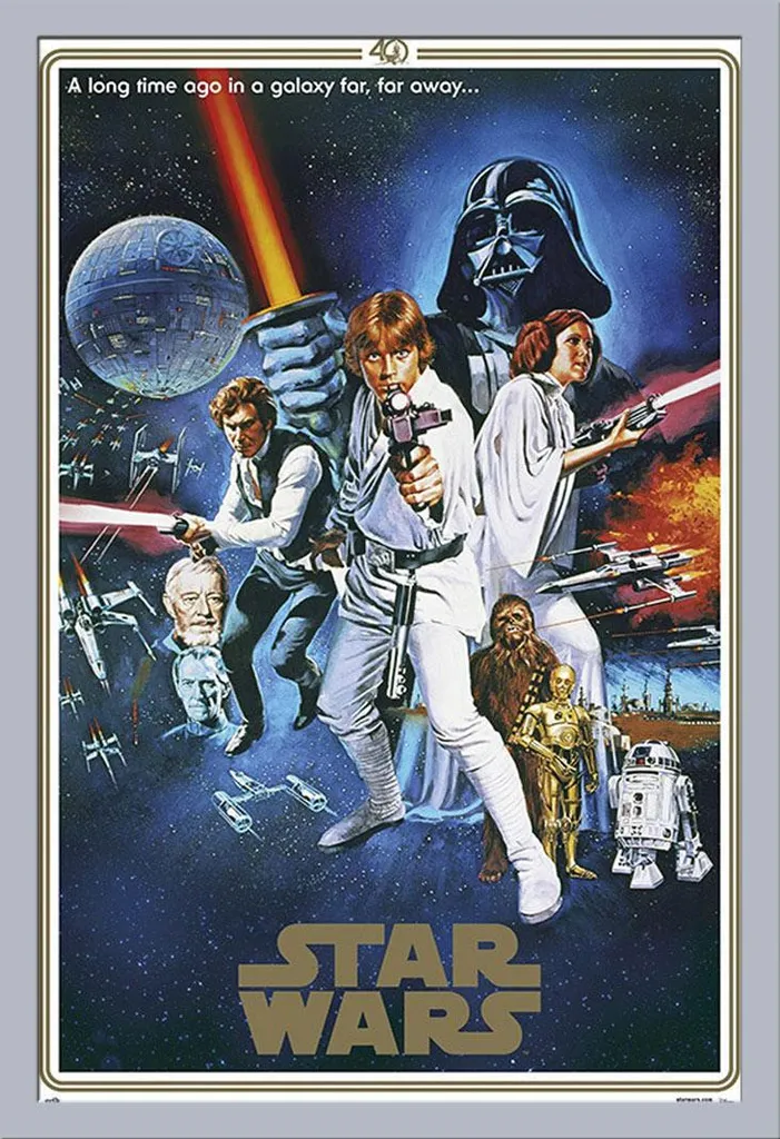 Set Star Wars Poster 40th Anniversary + Cornice Shinsuke MDF Argento