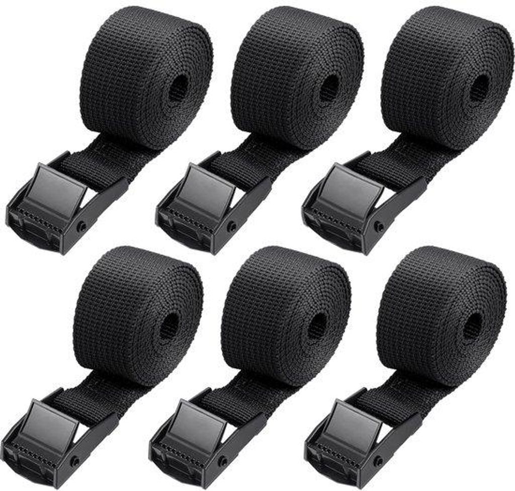 Motorrad-Set, 6 Stück, kurze Kabelbinder, 1m, verstellbare Kabelbinder mit Klem, für Motorrad, Reisegepäck, Camping (schwarz)