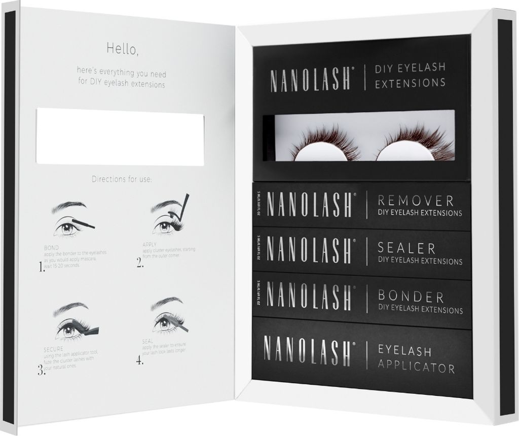 Set zur braune cluster wimpern zur DIY Wimpernverlängerung zu Hause Nanolash DIVINE