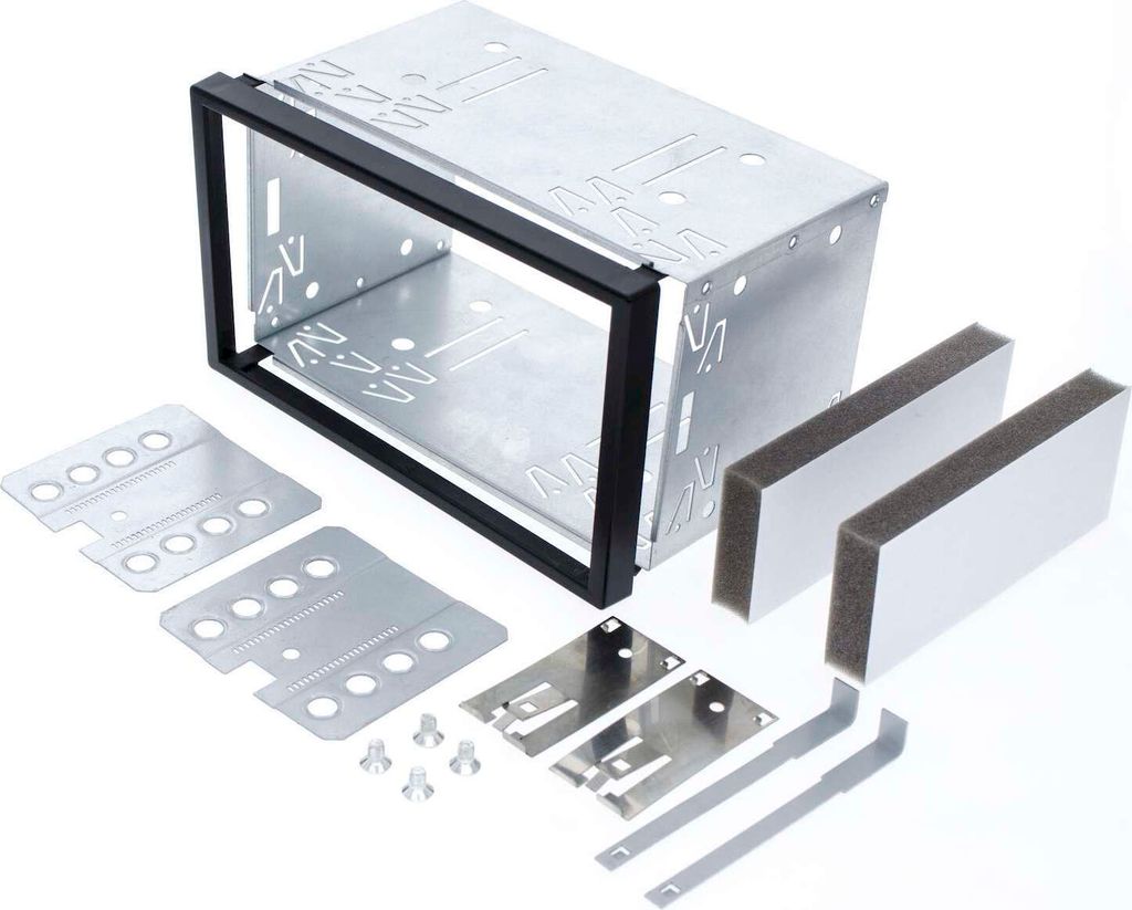 Audioproject A243 - Autoradio Radioblende SET Doppel DIN kompatibel mit VW Touareg 7L ab 2003 T5 Multivan Transporter ab 2003 - 2 DIN Metall Einbau...