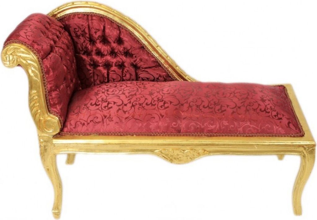 Casa Padrino Barock Kinder Chaiselongue Bordeaux Rot Muster / Gold Mod2 - Tron Barock Möbel