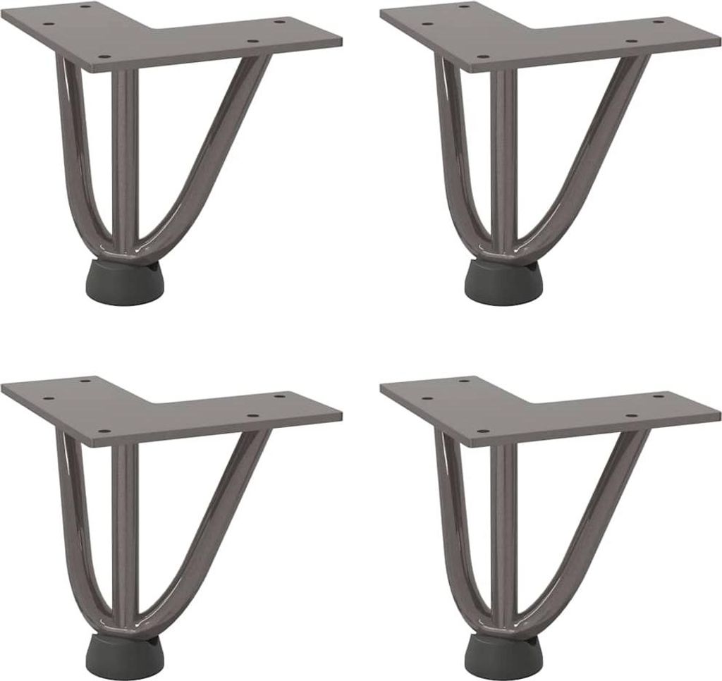 vidaXL Haarnadelbeine für Couchtisch 4 Stk. Naturstahl 10 cm Massivstahl
