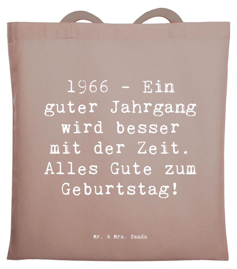 Mr. & Mrs. Panda Jutetasche Spruch 1966 Geburtstag - Braun Pastell - Geschenk, handgefertigte Geschenke, Happy Birthday, ein guter Jahrgang, Tote B...