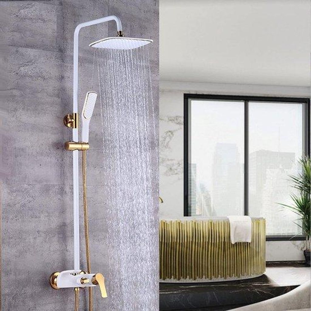 Dusche mit Regendusche und Handdusche, höhenverstellbar, schwarz