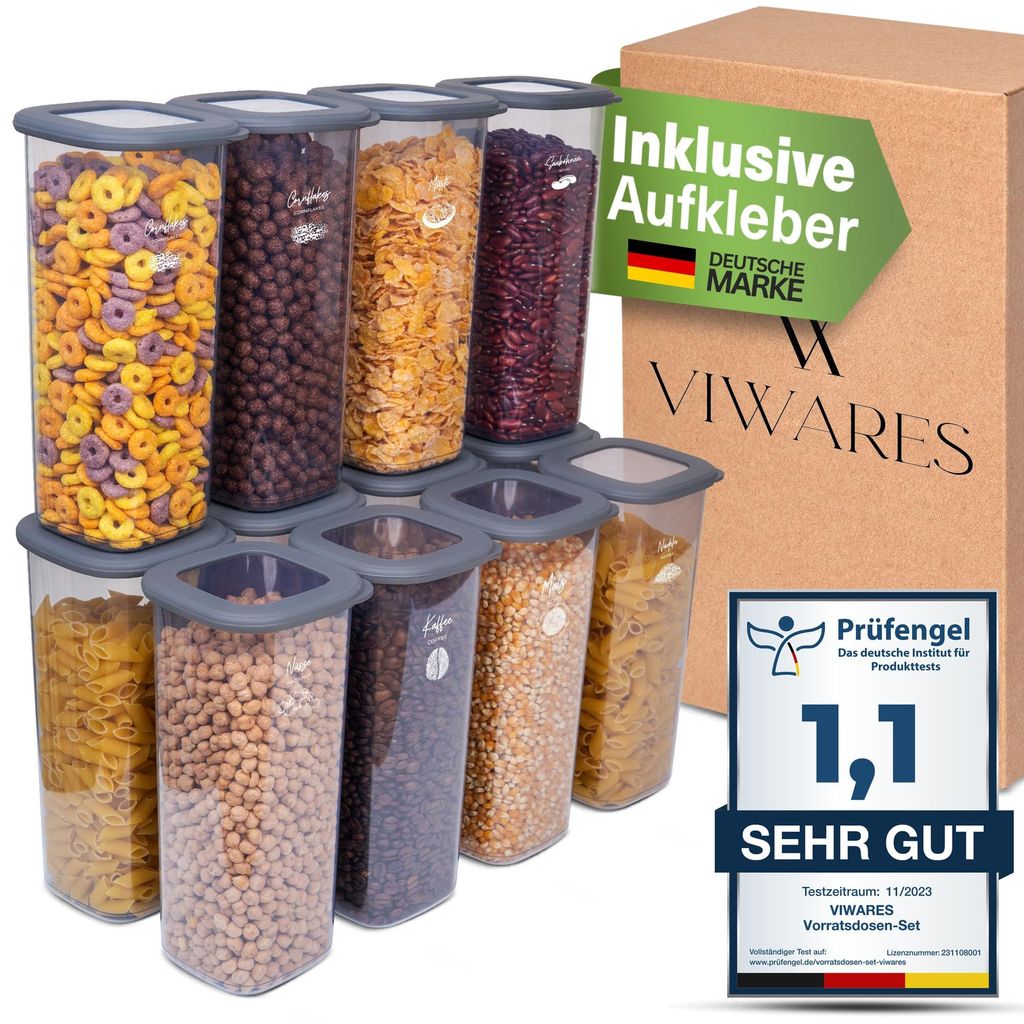 Viwares Vorratsdosen mit Deckel Luftdicht, 12er Vorratsbehälter Set BPA-Frei, Vorratsdose zur Müsli Mehl Aufbewahrung Küche, Praktische Organize...