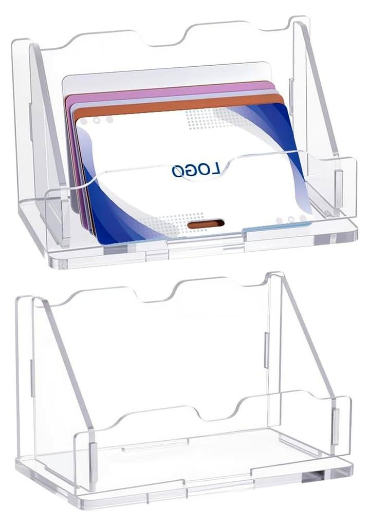 2 Sets Klare Vertikale Kartenanzeige Desktop 1-Slot Acryl Visitenkartenhalter für Schreibtisch