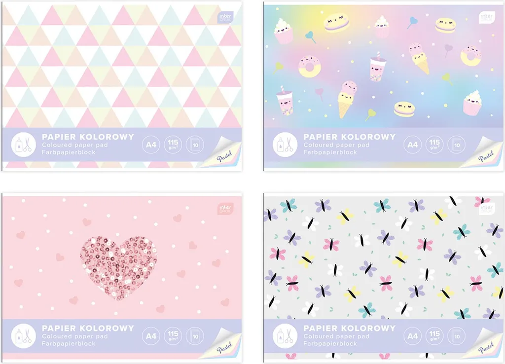 Fogli Colorati A4 Interdruk Colori Pastello 115g per Scrapbooking