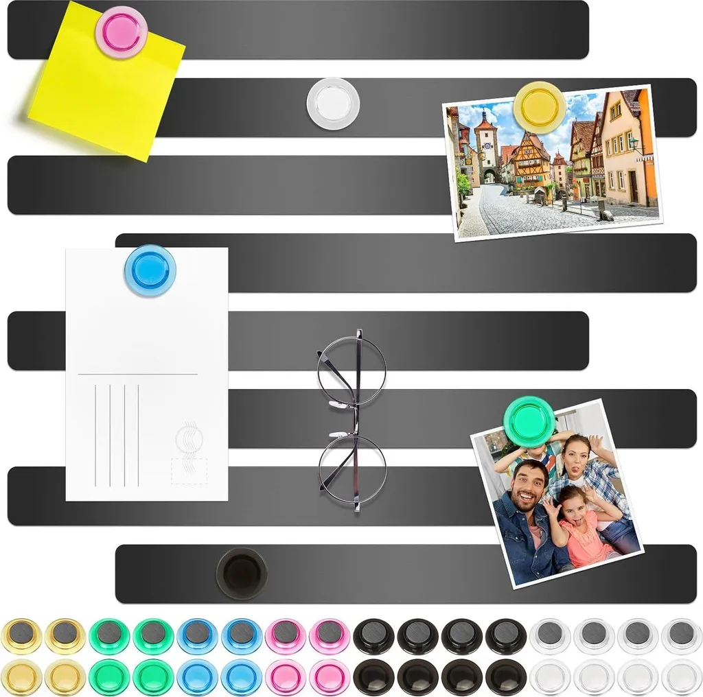 Tableau magnétique noir et 16 aimants puissants pour affichage de bureau