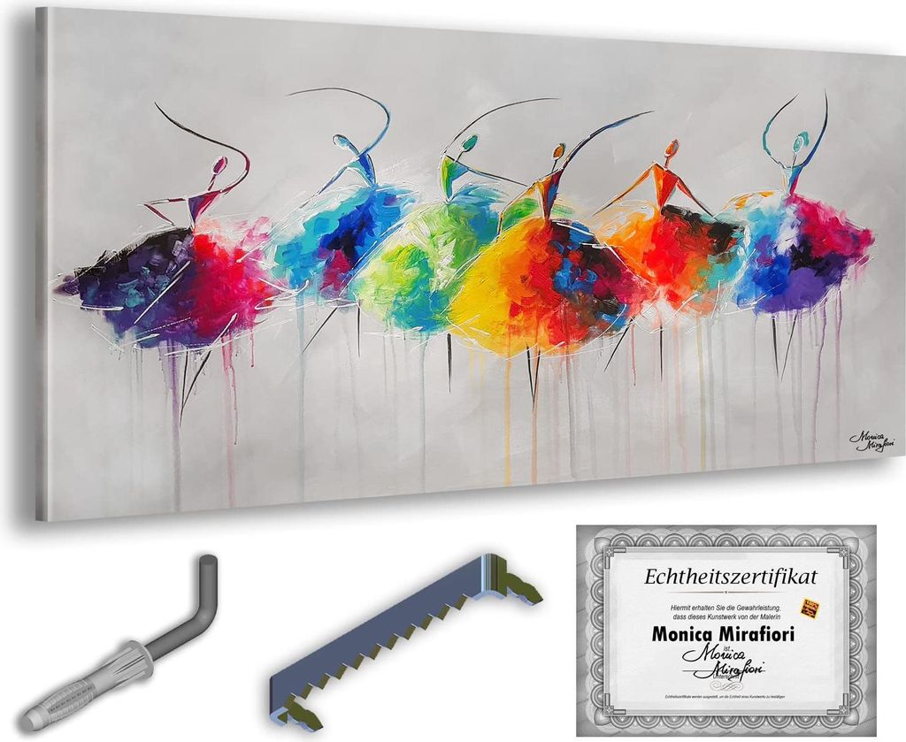 Monica Mirafiori I 100% HANDGEMALT I Gemälde "Dancing Women" 140x70cm | Gemälde Handgemalt | Acrylgemälde | Sehr Großes Acrylbild I Moderne Kun...