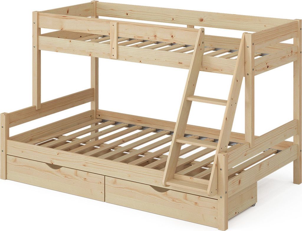 Etagenbett Vitalispa Everest Naturholz 120x200 / 80x200 cm Produktbild 