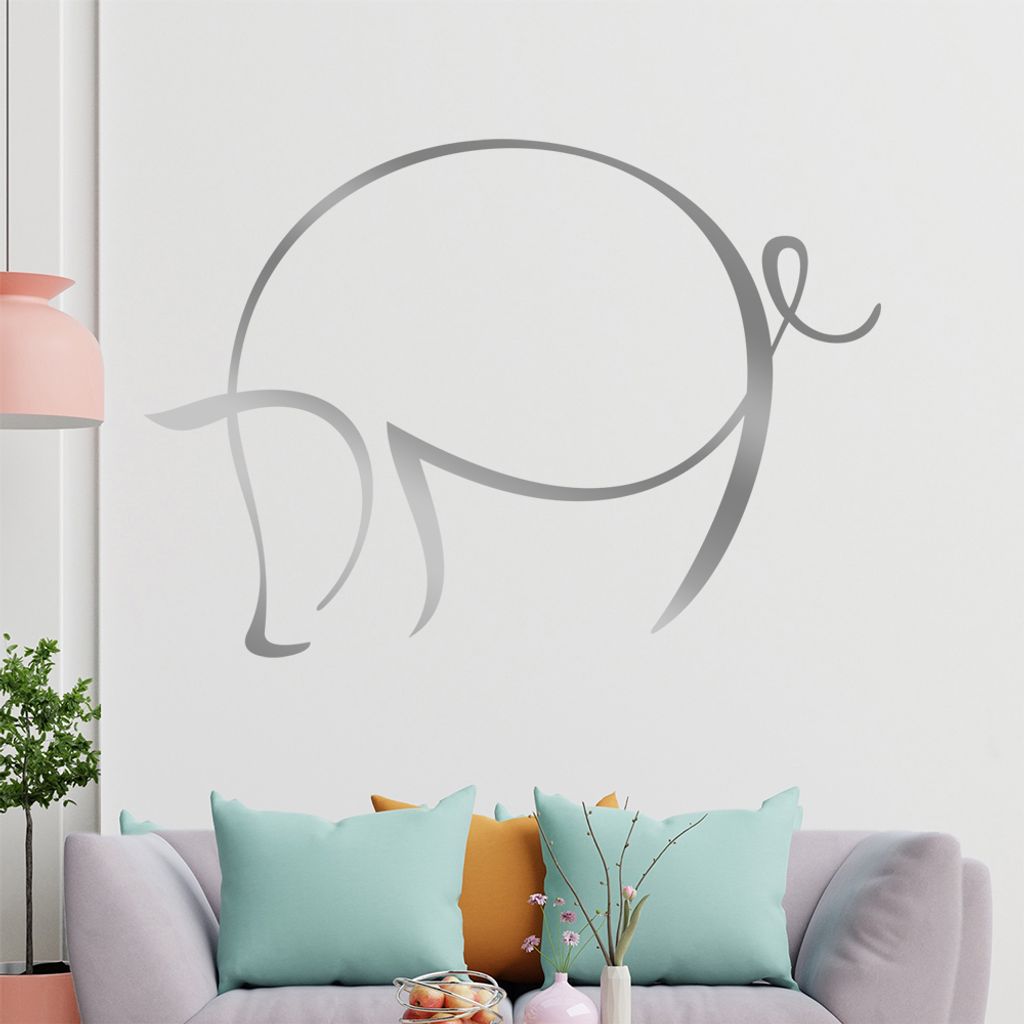 Schwein Linien Wandtattoo in 6 Größen - Wandaufkleber Wall Sticker - Dekoration, Küche, Wohnzimmer, Schlafzimmer, Badezimmer
