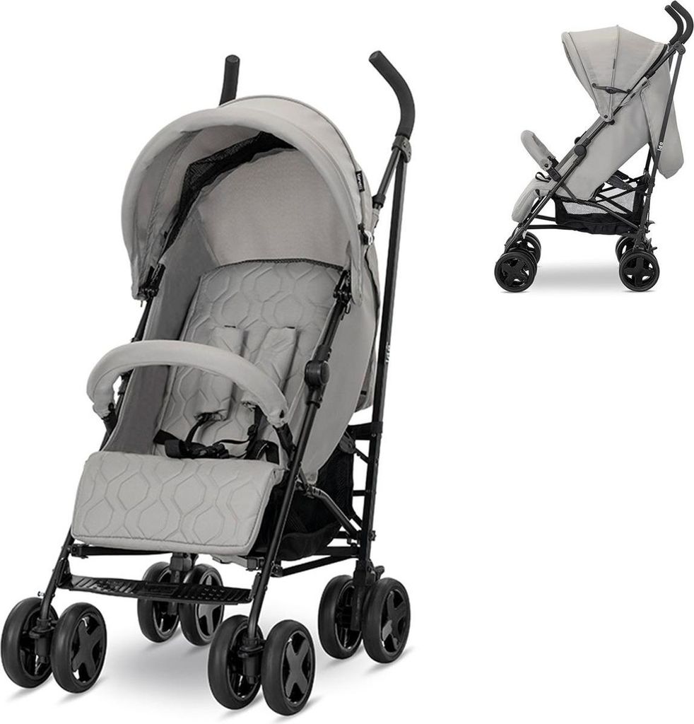 Lorelli Kinderwagen, Buggy IDA, schwenkbare Vorderräder, Rückenlehne verstellbar dunkelgrau