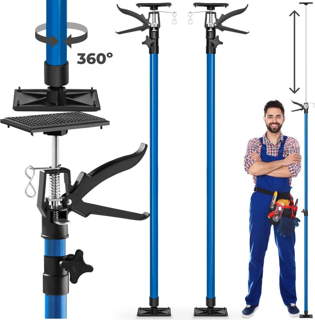 tectake® 2er-Set Teleksopstützen stufenlos höhenverstellbar Produktbild 