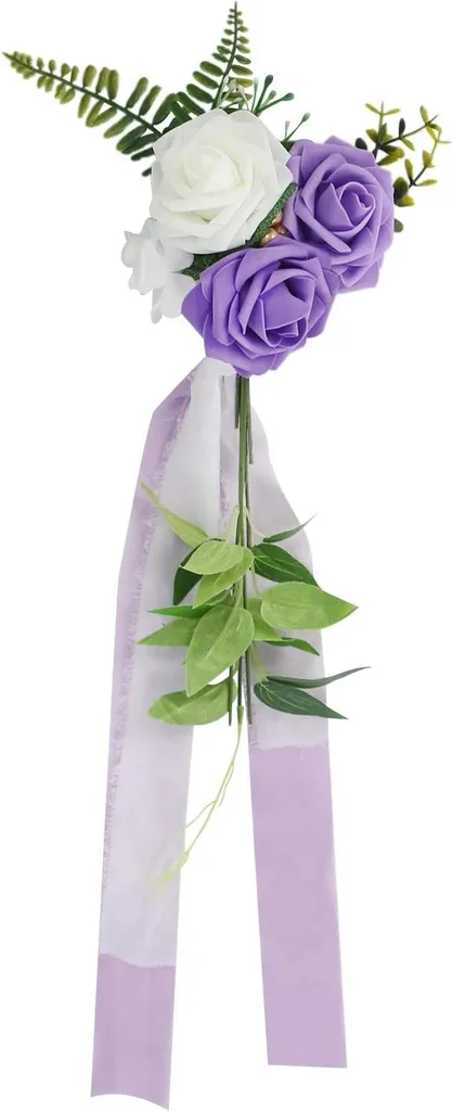 Décoration de chaise mariage violette en fleurs artificielles - 10 unités