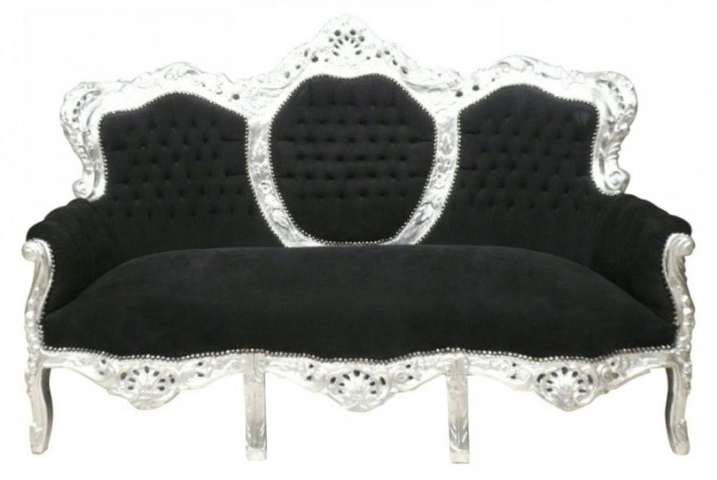 Casa Padrino Barock Sofa Garnitur King Schwarz/Silber - Produktbild 