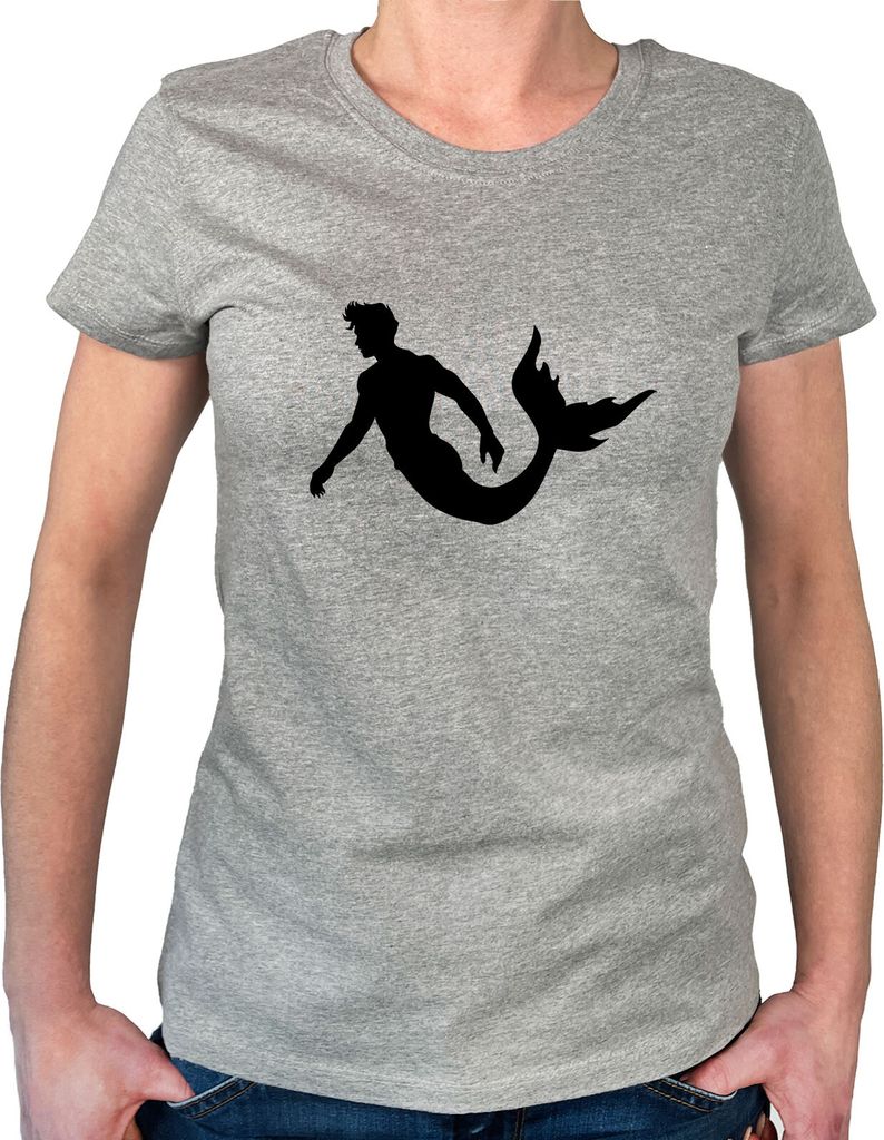 Huuraa Damen T-Shirt Meermann Silhouette XS Sport Grey Bio Baumwolle Fairtrade Damenshirt Geschenkidee
