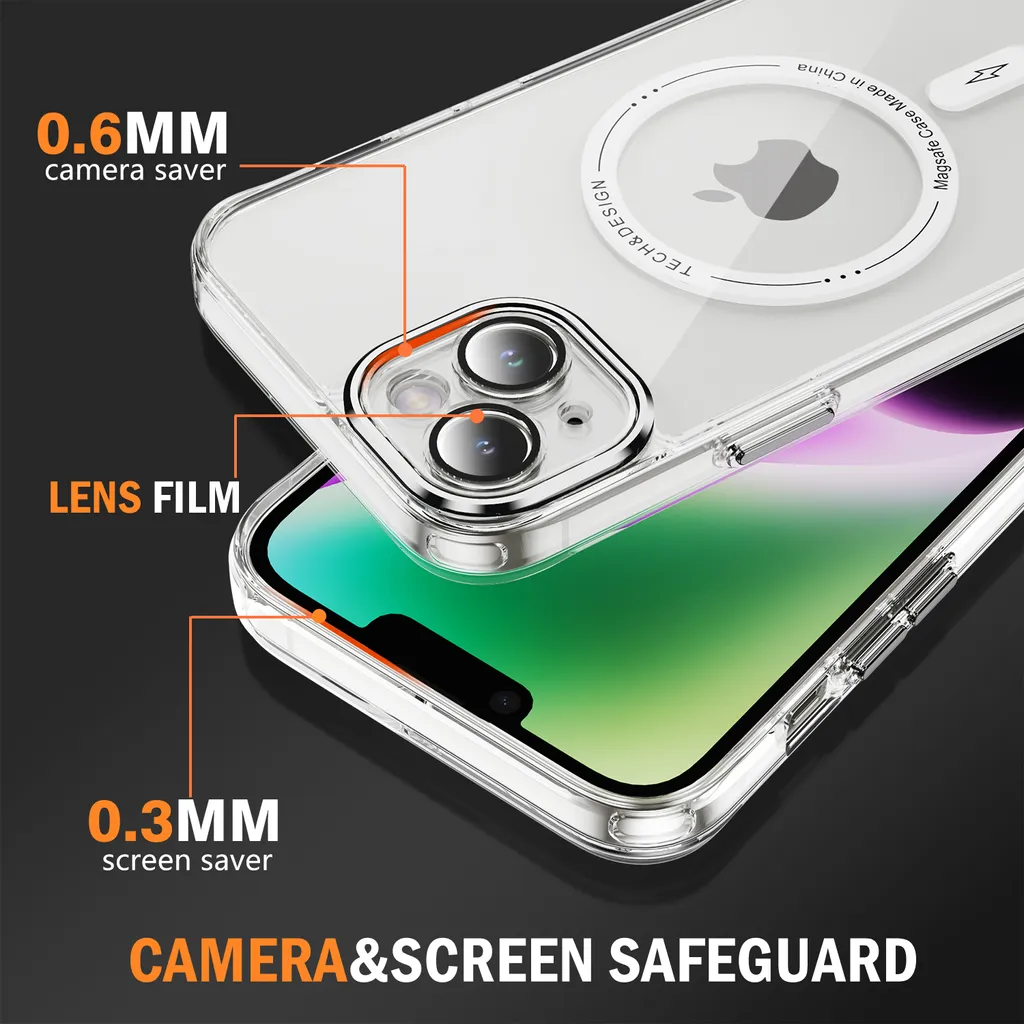 OFFERTA! Custodia iPhone 14 Plus MagSafe Trasparente Bianca Antiurto - 5
