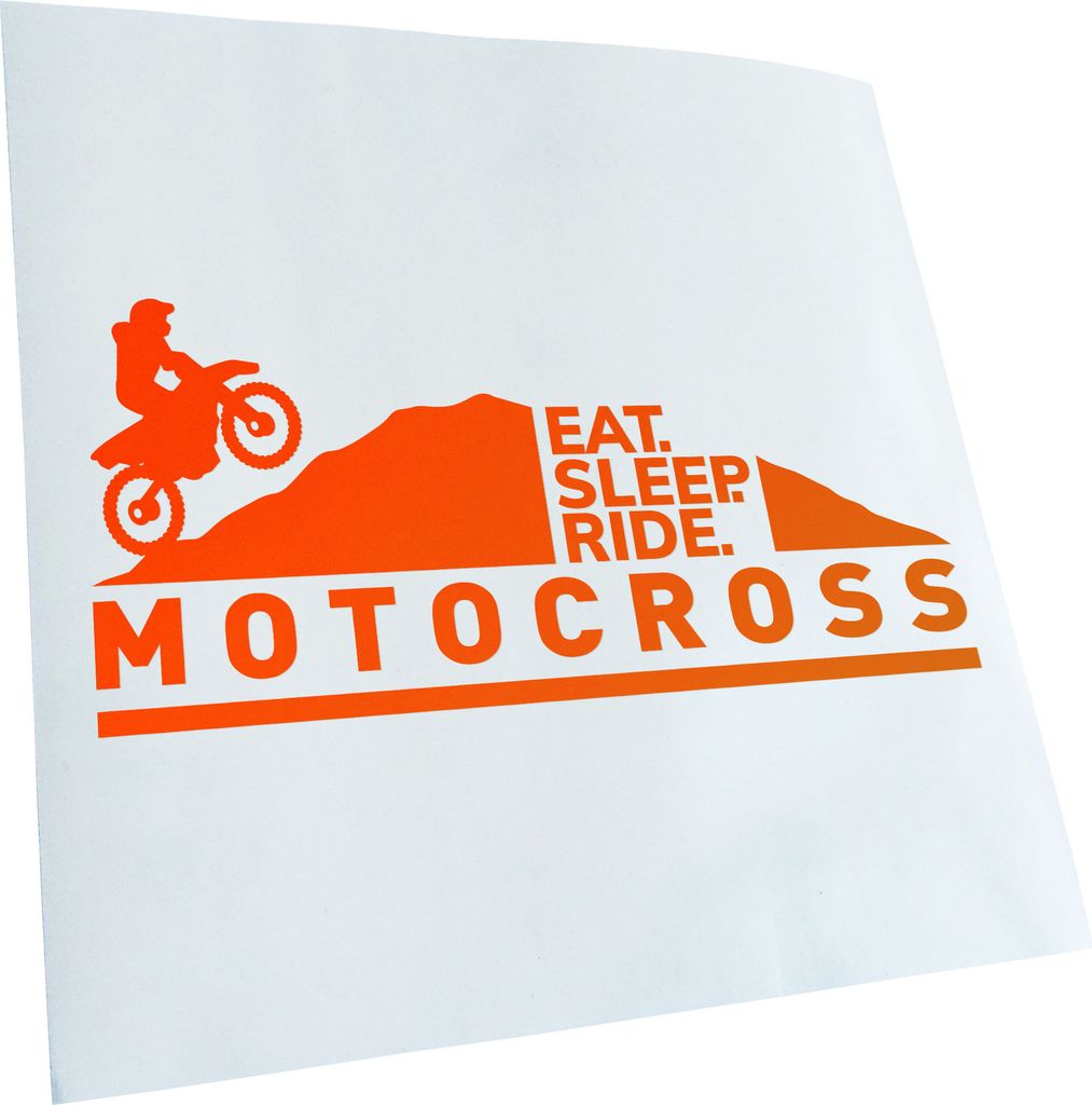 Kiwistar - Autoaufkleber - Motocross eat sleep ride - Neonorange - 30x14cm - Aufkleber für Auto, Laptop, Fahrrad, LKW, Motorrad mehrfarbig JDM Dec...