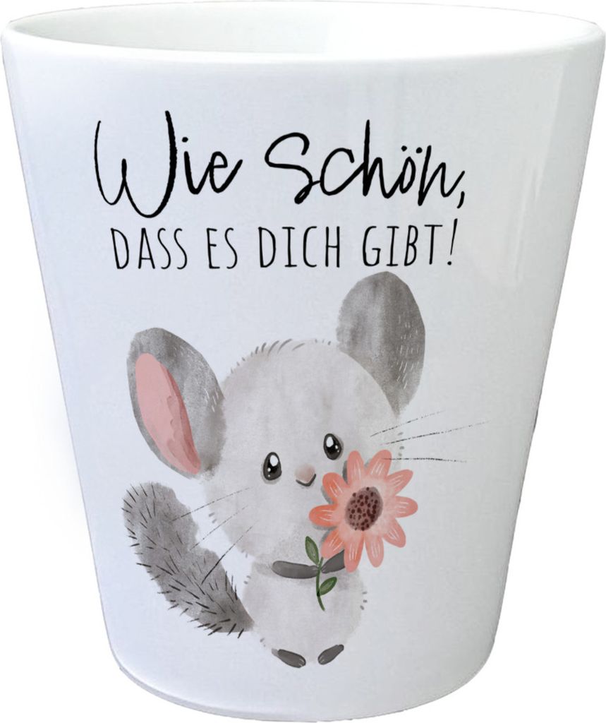Chinchilla Blumentopf mit Spruch Wie schön dass es dich Produktbild 
