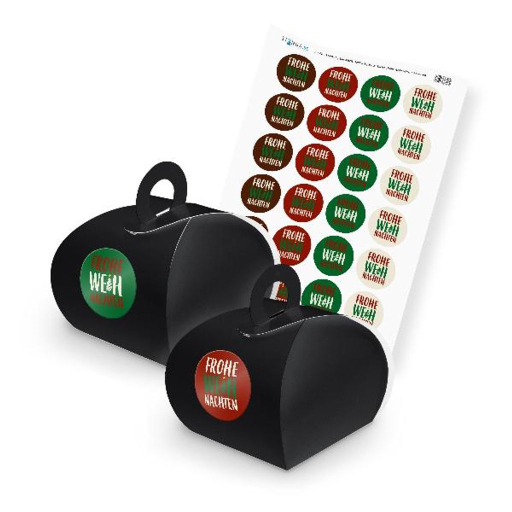 itenga SET Frohe Weihnachten (Motiv 48) 24x Geschenkschachtel mit Griff schwarz