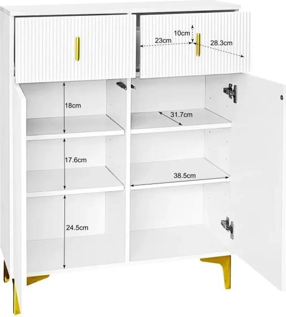 Rangement pour chaussures d'entrée blanc 2 portes et tiroir fonctionnel