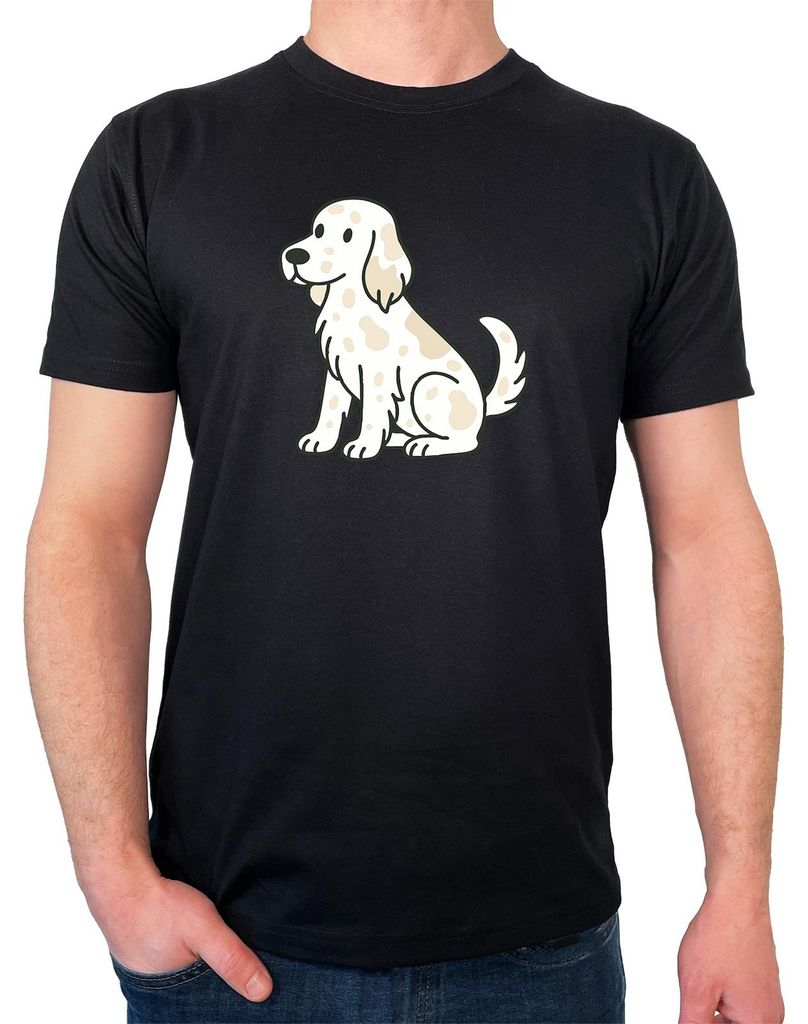 Huuraa Herren T-Shirt English Setter Comic Setti XL Black Bio Baumwolle Fairtrade Herrenshirt Geschenkidee