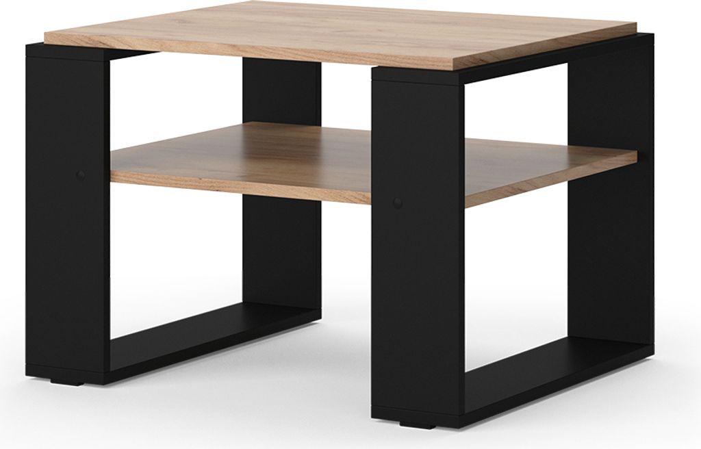 Couchtisch Vicco Helm Goldkraft Eiche 65.6 x 55.8 cm mit Ablage, Model 49992