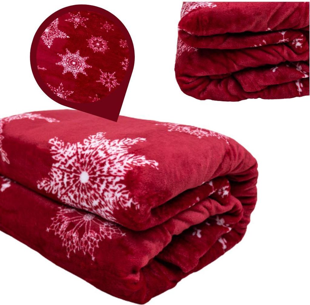 Weihnachtsdecke, Weihnachtsdecke, Schneeflockendecke, rot, Produktbild 