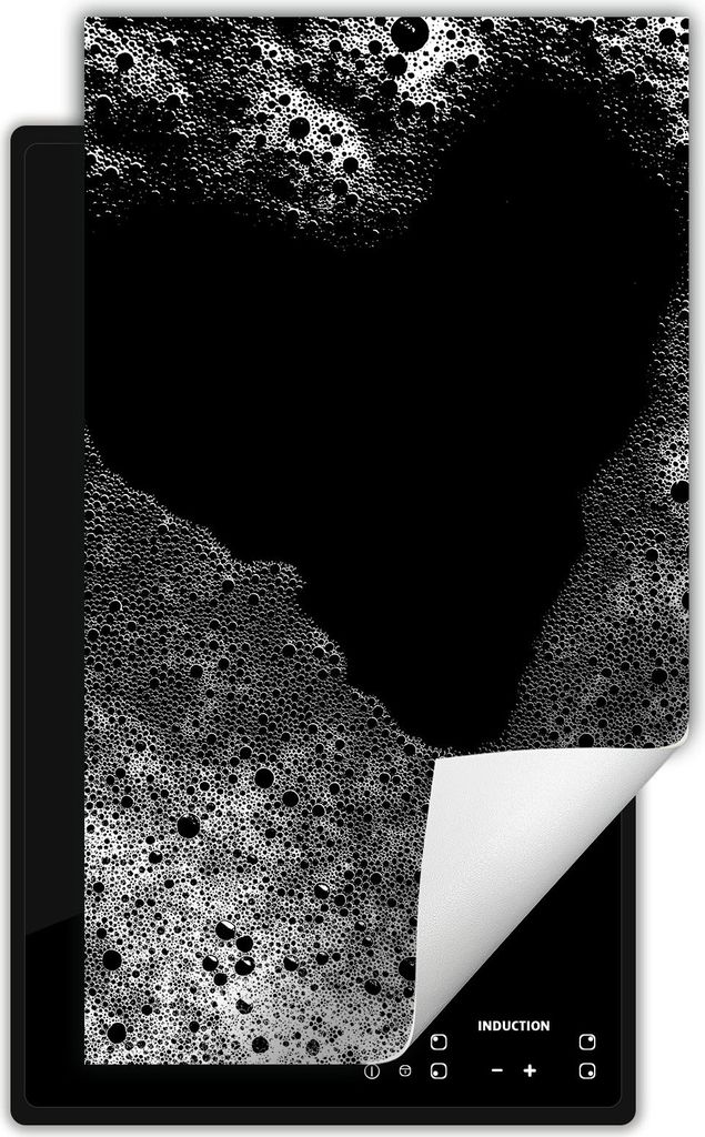 DarHaus Herdabdeckplatte 1 teilig 30x52 cm Anti Rutsch Matte Aufrollbar, schwarz - Herz