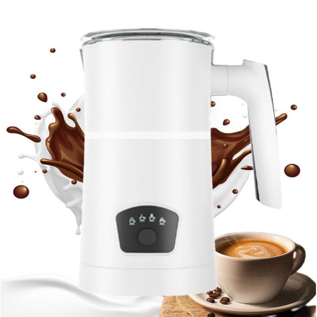 FORSMANO Elektrischer Milchaufschäumer 350ml, 4 Modi, Edelstahl, spülmaschinenfest, für Heißen & Kalten Milchschaum, Weiß