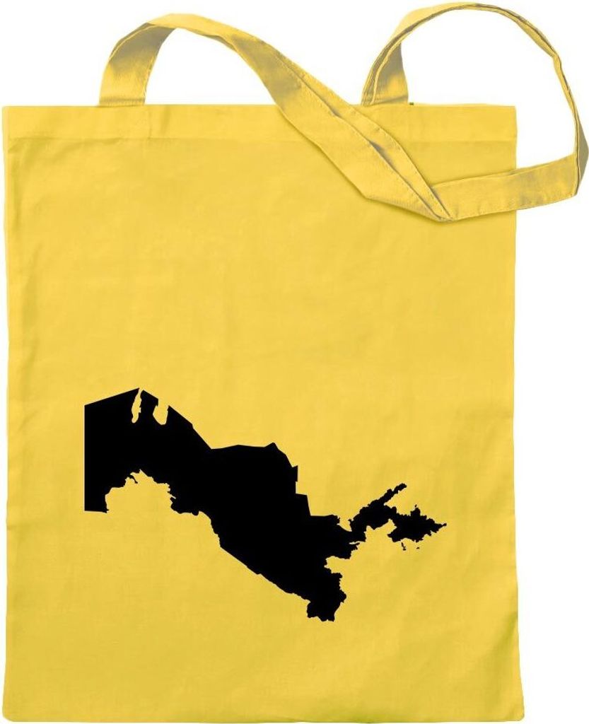 Kiwistar - Baumwolltasche - gelb - Usbekistan Umriss Kontur - Tragetasche Stoffbeutel Umhängetasche Langer Henkel