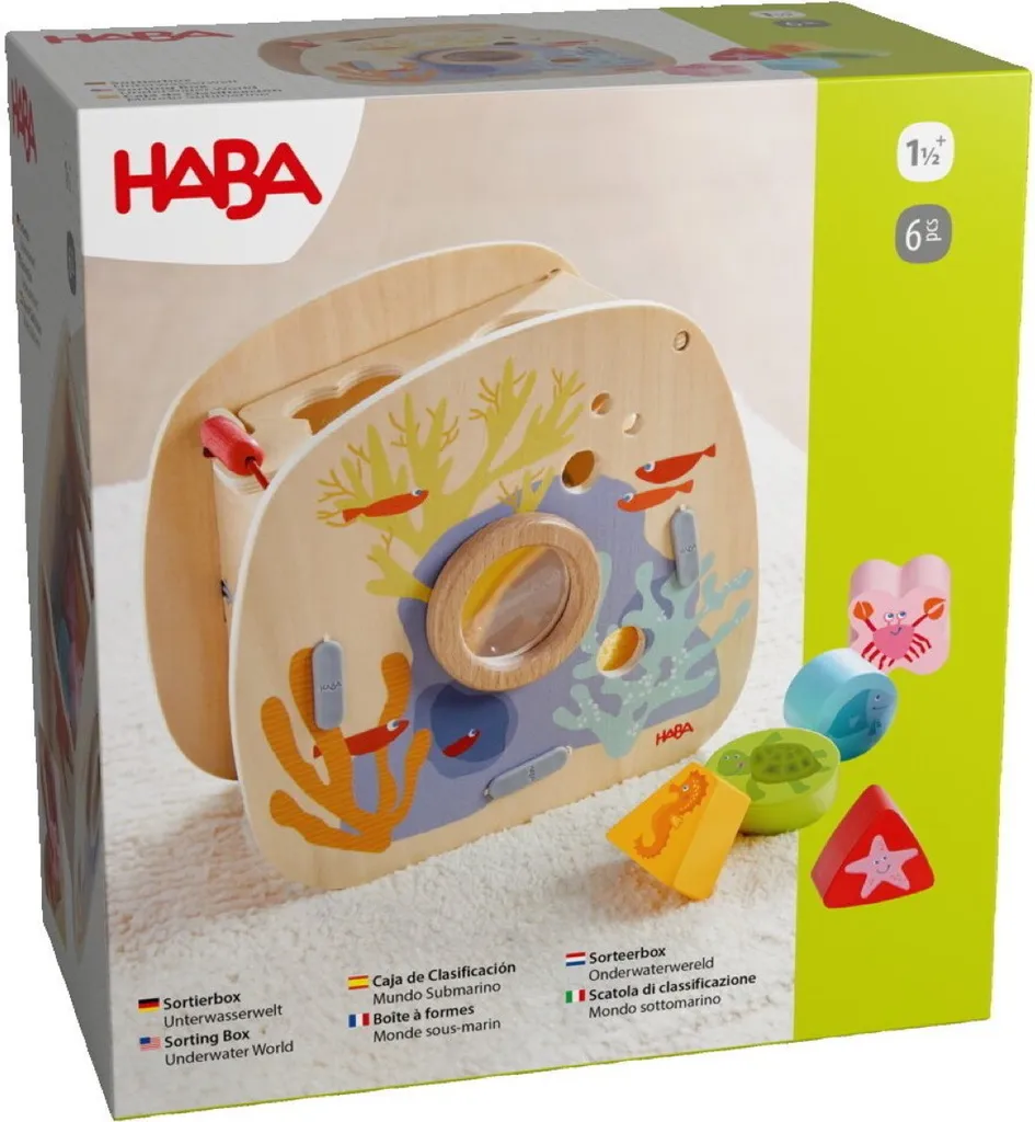 Haba Monde sous-marin : Boîte de tri éducative avec blocs colorés 6 pcs
