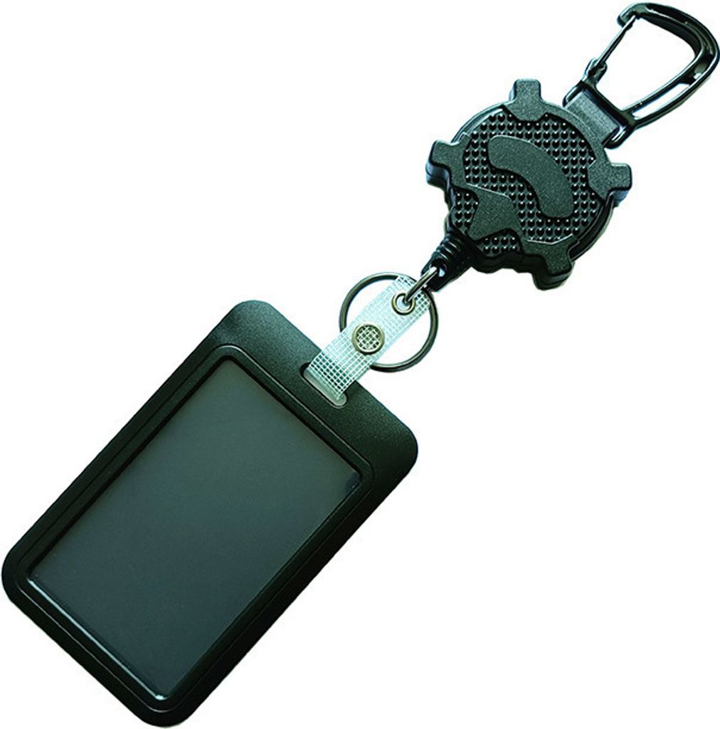 INF Multifunktionaler, einziehbarer Ausweishalter mit Karabiner