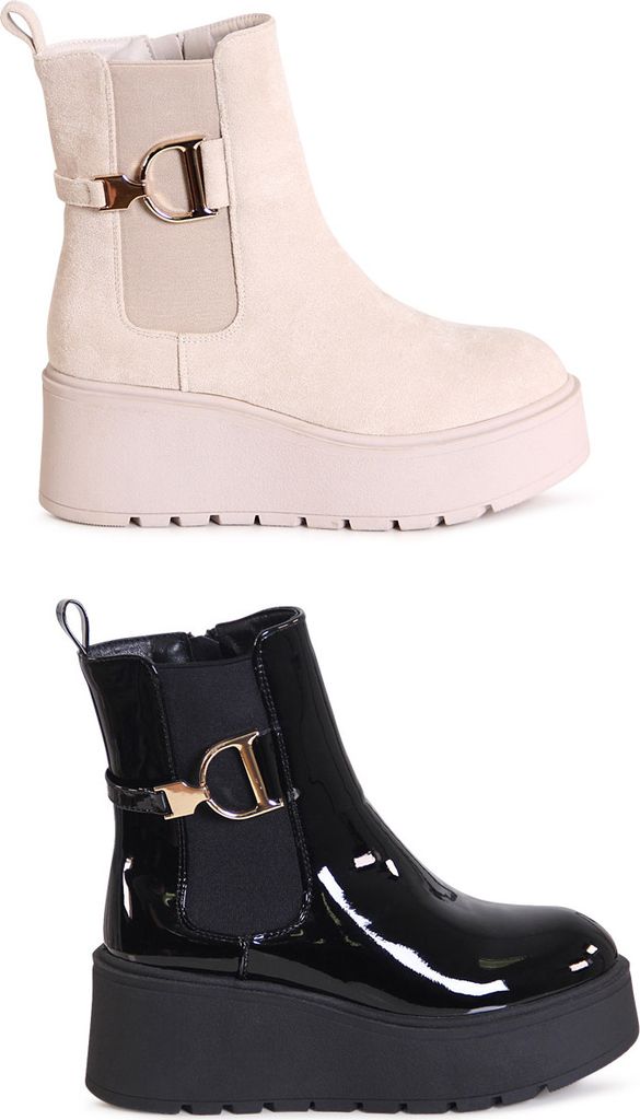 topschuhe24 3128 Damen XXL Plateau Stiefeletten Chelsea Boots, Farbe:Schwarz, Größe:40 EU