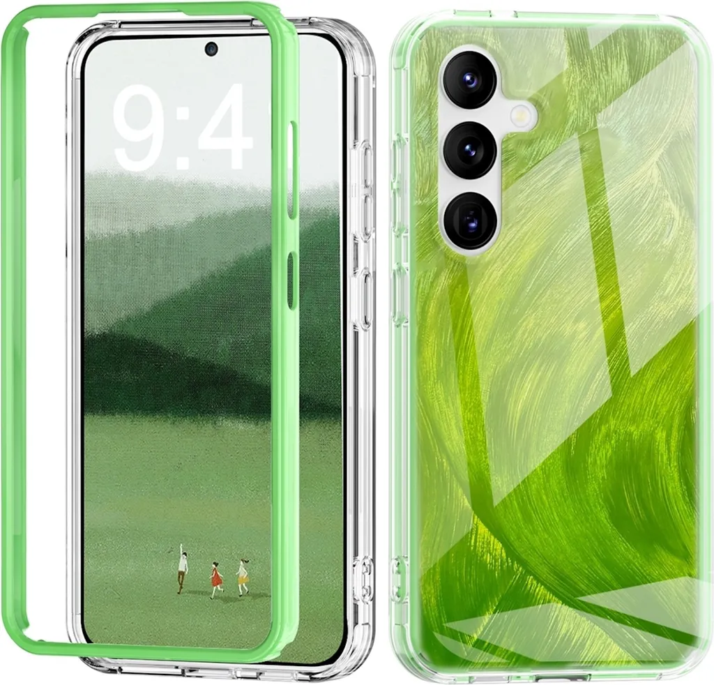 Cover Ibrida S24 Plus Verde Piuma Design - TPU Shockproof e PC Rigido