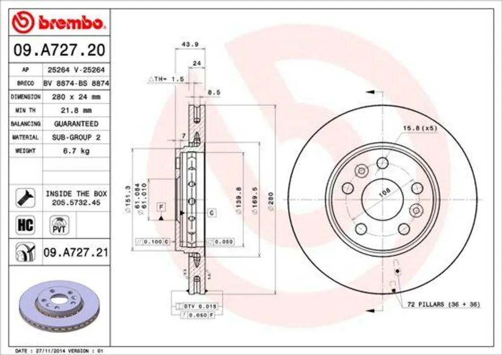 Supprimez les vibrations au freinage sur Citan et Kangoo - Brembo 09.A727.21