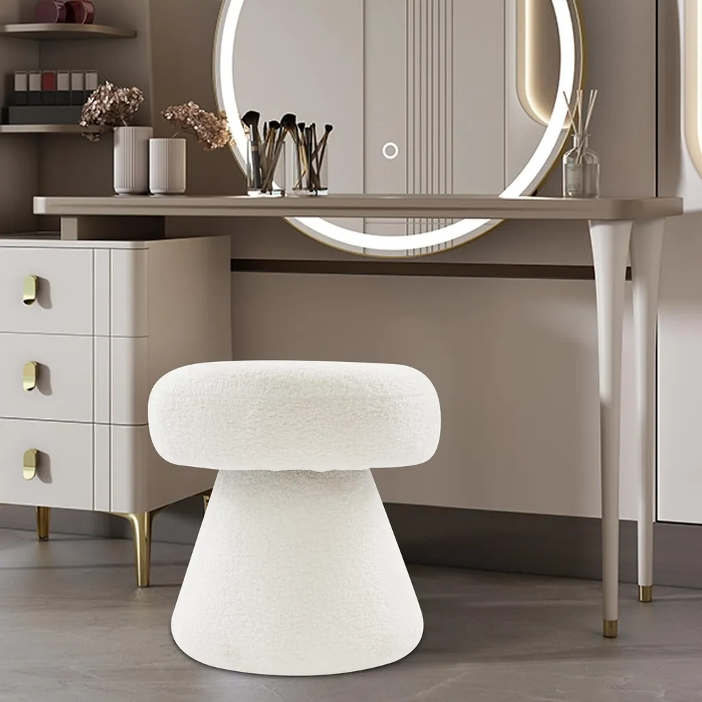 Pouf blanc vanité compact pour optimiser l'espace de votre petit dressing - 2