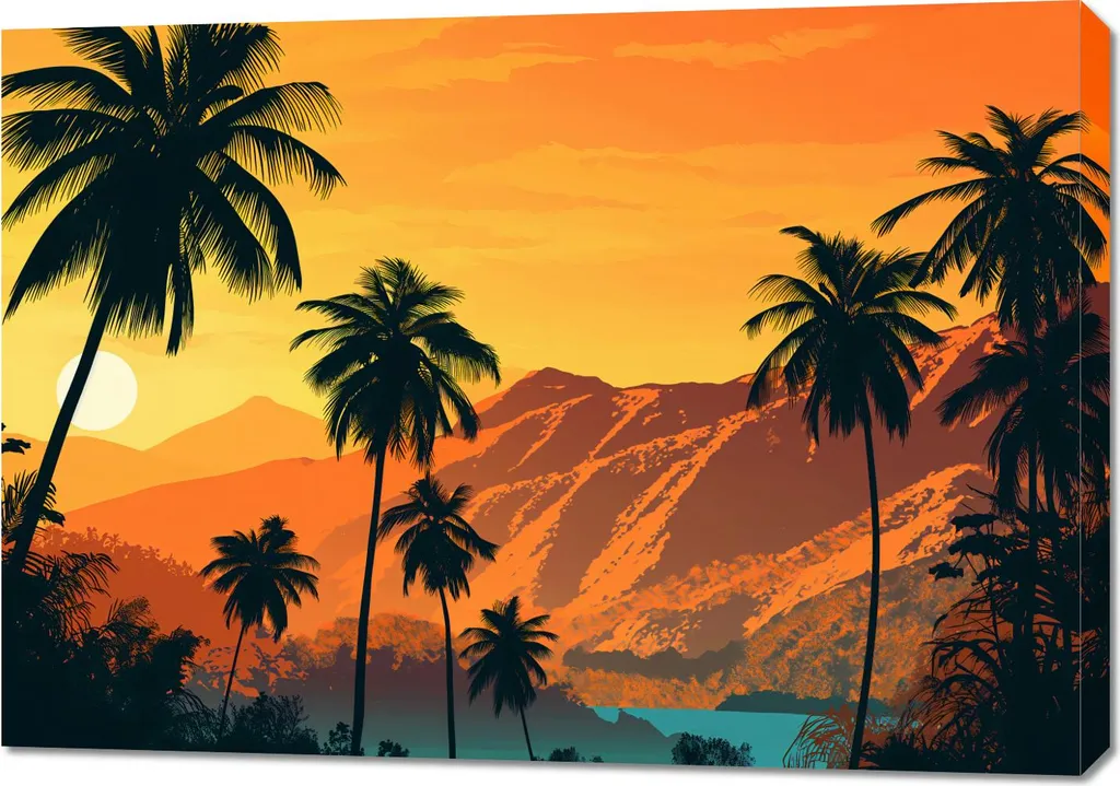 Offerta Quadro Moderno 100x70 Tramonto Isole - Tela Gallery Wrap