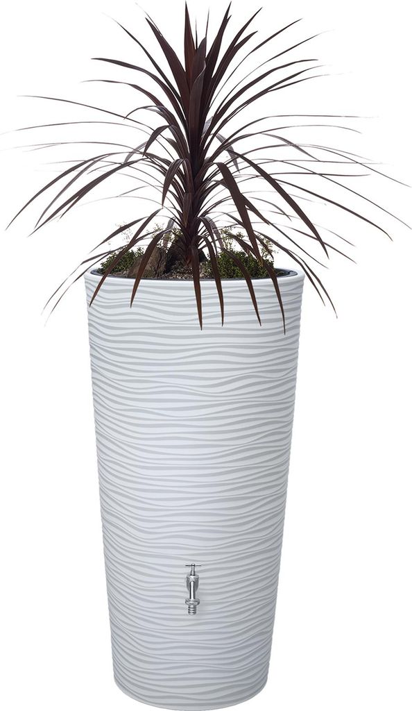 GARANTIA NATURA 2in1 bepflanzbare Regentonne 210 Liter arctic inkl. Pflanzschale