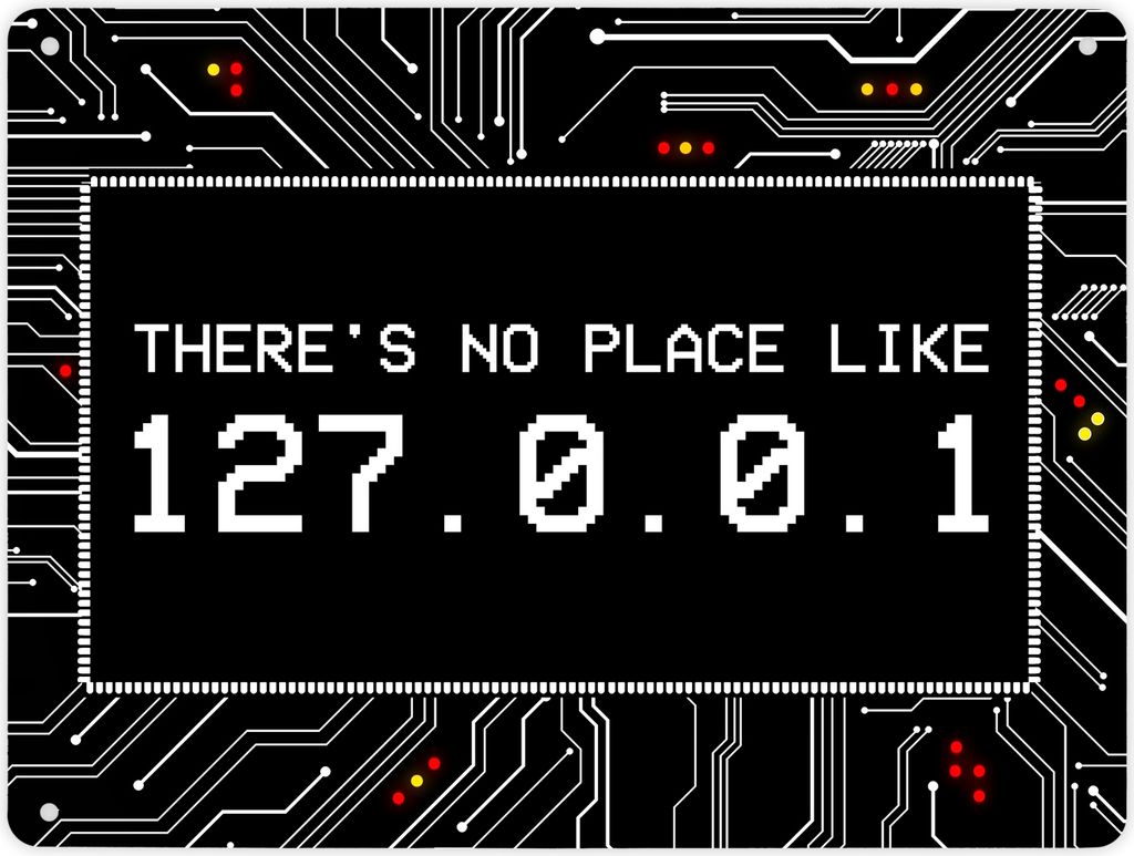 Localhost Metallschild mit IP Adresse 127.0.0.1 in weiß Schild Blechschild