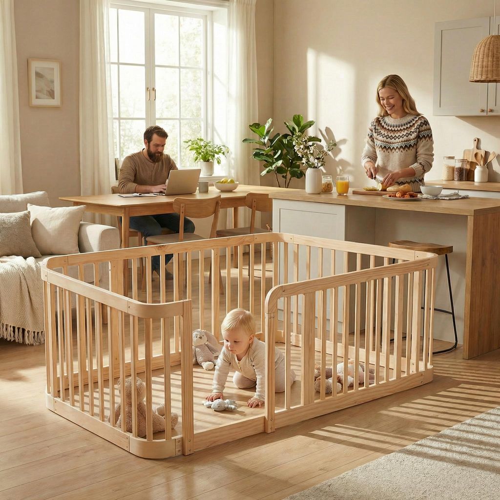 Parc pour bébé 90 x 200 cm, barrière de sécurité aspect Image du produit 
