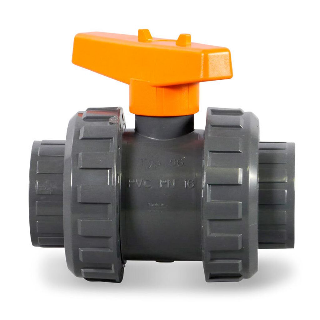 Praher 2-Wege d50mm Kugelhahn PVC Klebeanschluß