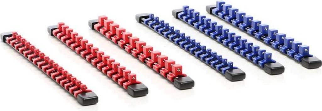 6-teilige Steckschlüsselhalterung für 86 Steckschlüssel – 350 x 28 x 24 mm – ABS-Steckschlüssel-Organizer – Organizer für 1/2", 1/4" und...