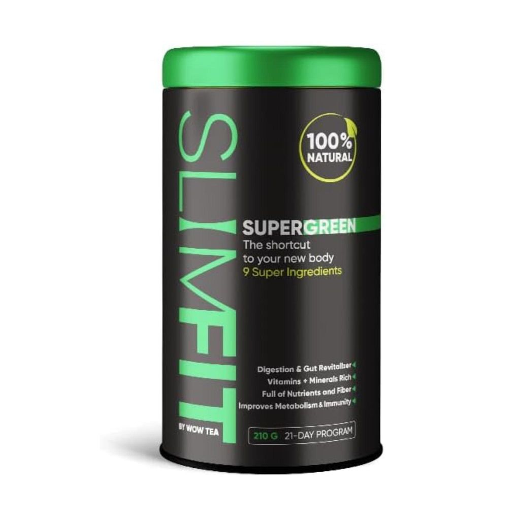 WOW TEA SlimFit SuperGreen - Nährstoffreiche Grünmischung für mehr Wohlbefinden - Avocado, Chlorella & Superfoods (150g, EU)